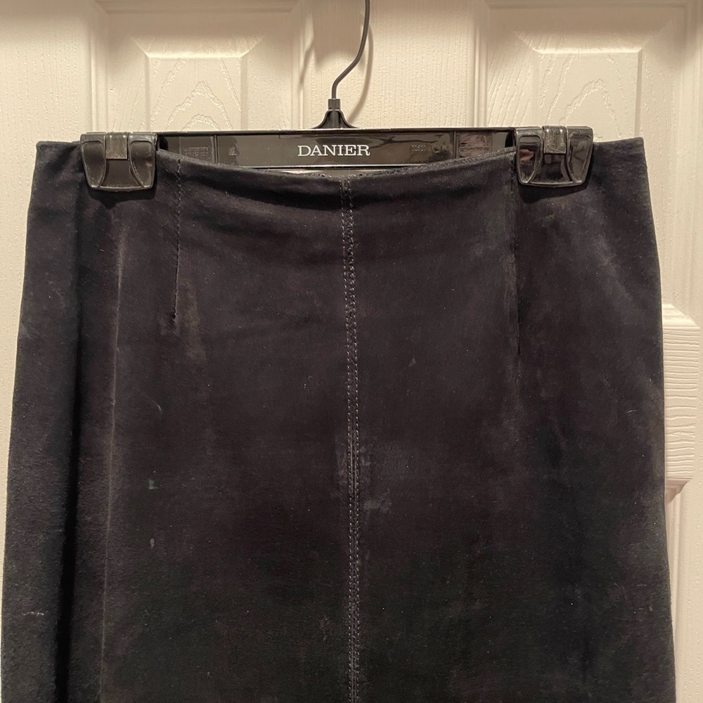 Danier Elegant Black leather suede Pencil Skirt